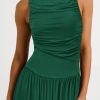 Women 2025 Summer Maxi Dresses Vacation Ruched Boat Neck Tank Flowy Elegant Party Long Formal Dress Pockets