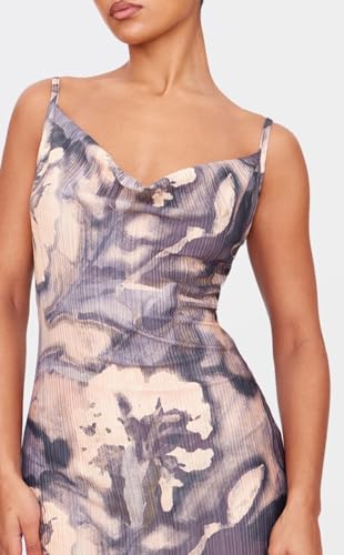 Women's Spring Cowl Neck Dress Sexy Strap Shoulder Pleated Maxi Dresses Summer Wedding Guest Dresses