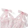 Women Summer Casual Dress Floral Print Tie-Up Shoulder Strap Mini Dress Fashion Double Layer Backless Cami Dress