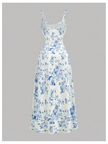 Girl's Floral Maxi Dresses Spaghetti Strap Spring Summer Dress Long Cami Dress Sundress