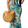 Women's Summer Floral Spaghetti Strap Long Maxi Dresses Low-Cut Bohemian Beach Sundress