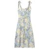 Women's Lace Up Shoulder Strap Camisole Dress Tie Dye Printed Long Skirt Bohemian Style V-Neck Slim Fit Beach Skirt
