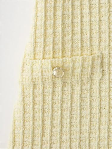 Women's Yellow Knit Sling Dress Sleeveless Backless Square Neck Slim Fit Sexy Casual Summer Dresses