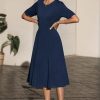 Womens 2025 Summer Teacher Work Modest Dresses Ultra Soft Short Sleeve Midi Old Money Clothes Business Casual Dress