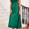 Womens 2025 Wedding Guest Bridesmaid Sleeveless Back V Neck Cocktail Party Formal Evening Gowns Long Maxi Dress