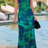 Womens Summer Dresses Spaghetti Strap Floral Maxi Dress Sleeveless Long Bodycon Dresses Wedding Guest Dress