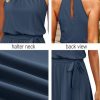 Womens 2025 Summer Dress Halter Wedding Guest Casual Beach Vacation Outfits Belted Sundresses with Pockets