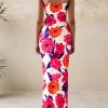 Women's 2025 Summer Floral Bodycon Maxi Dresses Ribbed Strapless Tube Casual Boho Party Long Dress
