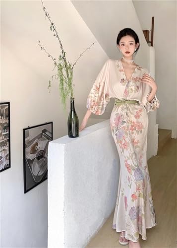 Women Vintage Elegant Floral Print Slim Fit Stylish Long Retro France Dress