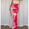 Women's Boho Floral Mesh Cami Spaghetti Strap Bodycon Maxi Summer Dresses