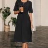 Womens 2025 Summer Teacher Work Modest Dresses Ultra Soft Short Sleeve Midi Old Money Clothes Business Casual Dress