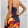 Women's Floral Print Bodycon Spaghetti Strap Dress Backless Mini Summer Dresses
