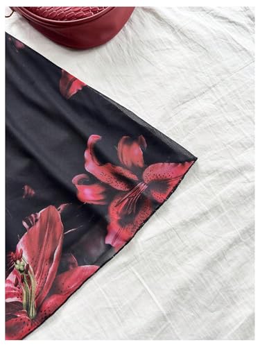 Women's Floral Draped Neck Cami Dress Backless Spaghetti Strap Short Dresses