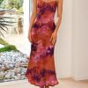 Womens Summer Floral Spaghetti Straps Maxi Dress 2025 Sleeveless Square Neck Bodycon Beach Boho Long Dresses