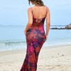 Bodycon Floral Maxi Long Dress Spaghetti Strap Summer Wedding Guest Dresses for Women 2024