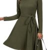 Women's Long Sleeve Fall Teacher Dresses 2025 Work Casual Knit Pockets Winter Sweater Dress Trendy