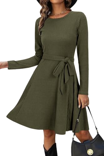 Women's Long Sleeve Fall Teacher Dresses 2025 Work Casual Knit Pockets Winter Sweater Dress Trendy