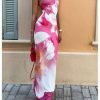 Women's Floral Spaghetti Strap Cami Dress Backless Bodycon Maxi Dresses