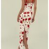 Women's Floral Print Sleeveless Cami Dress Lace Trim Slit Bodycon Long Dresses