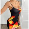 Women's Floral Print Bodycon Spaghetti Strap Dress Backless Mini Summer Dresses