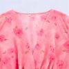 Women's Print Stacked Skirt - V-Neck Long Sleeve Cake Loose Casual