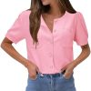 Womens Summer Cardigan Sweaters Lightweight Short Sleeve Button Down Shirts Ribbed Knit Blouse Tops 2024 Trendy
