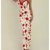 Women's Floral Print Sleeveless Cami Dress Lace Trim Slit Bodycon Long Dresses