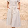 Womens Wear to Work Teacher Business Casual Outfits Long Dresses Tie Waist Shirt Dress Attire with Pockets