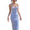 Women Backless Maxi Dress Sexy Spaghetti Straps Long Bodycon Cocktail Party Dresses