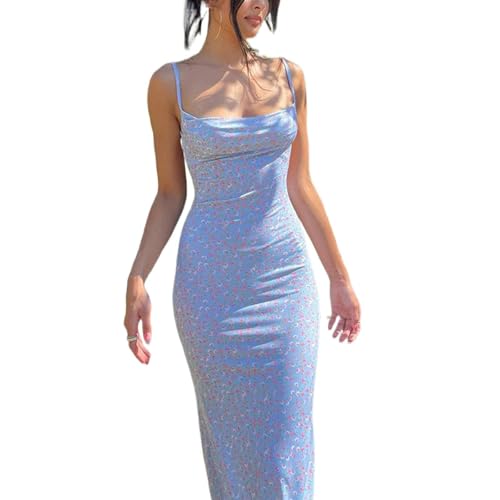 Women Backless Maxi Dress Sexy Spaghetti Straps Long Bodycon Cocktail Party Dresses