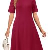 Womens 2025 Summer Teacher Work Modest Dresses Ultra Soft Short Sleeve Midi Old Money Clothes Business Casual Dress