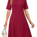 Womens 2025 Summer Teacher Work Modest Dresses Ultra Soft Short Sleeve Midi Old Money Clothes Business Casual Dress
