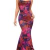 Bodycon Floral Maxi Long Dress Spaghetti Strap Summer Wedding Guest Dresses for Women 2024