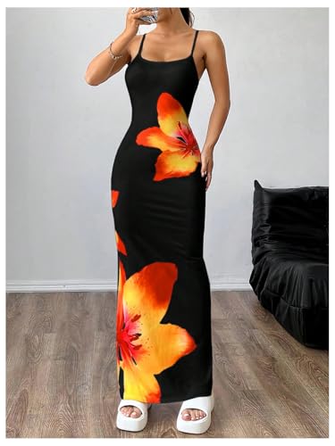 Women's Floral Sun Maxi Bodycon Dresse Summer Starfish Dress White