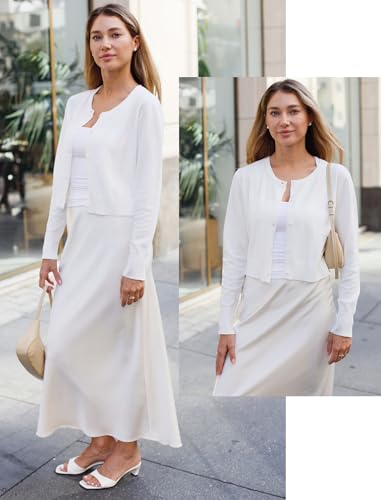 Newshows Cropped Cardigan Sweaters for Women 2025 Crew Neck Button Down Open Front Knit Bolero Shrugs