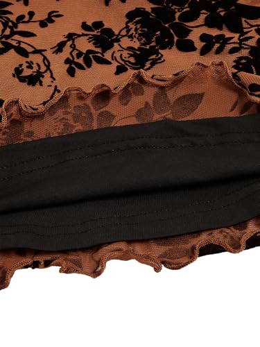 Women's Mini Dress Floral Spaghetti Strap Mesh Dresses Going Out Festival Concert Outfits Grunge Gothic Clothes