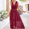 Womens 2025 Summer Wedding Guest Bridesmaid V Neck Sleeveless Long Formal Evening Party Maxi Dress