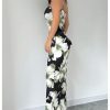 Women's Holiday Floral Print Bodycon Maxi Dress Backless Summer Cami Dress