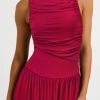 Women 2025 Summer Maxi Dresses Vacation Ruched Boat Neck Tank Flowy Elegant Party Long Formal Dress Pockets
