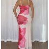 Women's Boho Floral Mesh Cami Spaghetti Strap Bodycon Maxi Summer Dresses