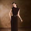 Women's Dress V Neck Open Back Slim Fit Summer Long Backless Button Dress Evening Gown for Women