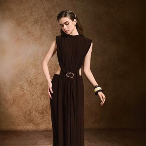 Women's Dress V Neck Open Back Slim Fit Summer Long Backless Button Dress Evening Gown for Women