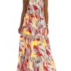 Women's 2025 Summer Sleeveless Floral Print Maxi Dress Strap Square Neck Beach Sun Dress