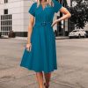 Womens Wear to Work Teacher Business Casual Dress Funeral Midi Dresses Button Down Office Clothes with Pockets