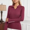 Womens Fall Fashion Sweater 2024 Business Tops Long Sleeve Clothes Casual Outfits Dressy Shirt Knit Pullover Blouse