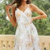 Women's Summer Dress 2025 Spaghetti Strap Sleeveless V Neck Casual Swing Sundress with Pockets