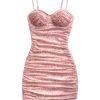 Women's Floral Mini Dress Ruched Going Out Summer Short Sundresses