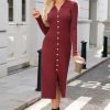 Womens Sweater Dress Fall Teacher Oufits 2025 Long Sleeve Business Casual Bodycon Split Ribbed Knit Midi Dresses