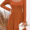 Long Sleeve Casual Womens Fall Dresses Modest Church Teacher Work Babydoll Boho Sundress 2025 with Pockets