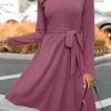 Women's Long Sleeve Fall Teacher Dresses 2025 Work Casual Knit Pockets Winter Sweater Dress Trendy